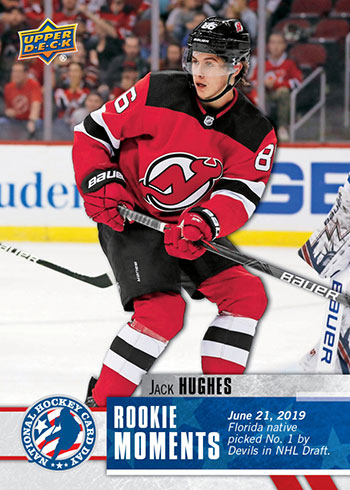 a hockey card with a picture of a devils player.