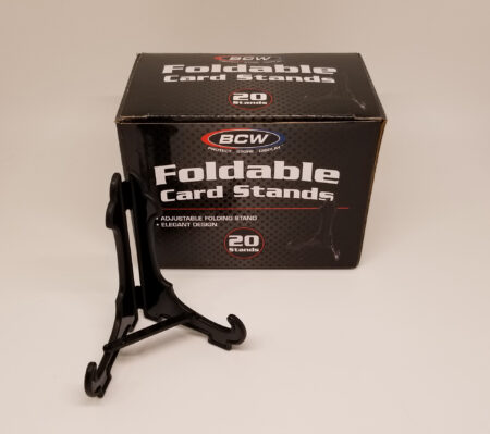a Foldable Card Stand - Packs Of 10 with a box in front of it.