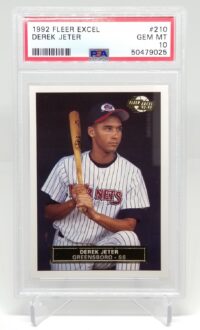 a card with a picture of a 1992 Fleer Excel #210 PSA 10 baseball player.