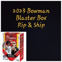 Promotional image featuring a "2022 Topps Chrome Platinum Anniversary Blaster Box - Personal Break" with a picture of the product box showing two baseball players.