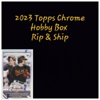 2023 Topps Series 2 Hanger Box - Personal Break with "rip & ship" text on a plain background, featuring an image of a baseball player from the orioles on the box cover.