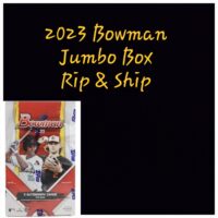 Image of a 2023 Topps Series 2 Hanger Box - Personal Break labeled "rip & ship," featuring packaging with photos of baseball players and promise of three autograph cards.