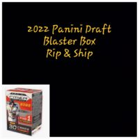 Image of a 2022 Panini Prizm Baseball Blaster Box - Personal Break for trading cards, labeled "rip & ship," isolated on a black background.