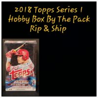 A 2022 Topps Chrome Hobby Box With PSA Grading Bonus featuring an athlete swinging a bat, advertised for sale as a "rip & ship" pack.