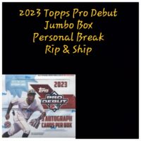 2023 Topps Update Blaster Box for baseball cards displayed with text "rip & ship," featuring an image of a player on the box.