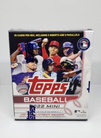 A 2022 Topps Mini - Personal Box Break featuring images of various major league baseball players on the front.