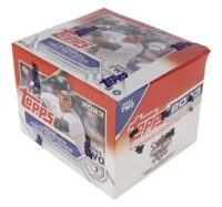 A sealed box of 2023 Topps Series 2 Jumbo Box - Personal Break baseball cards featuring various player images and logos on the packaging.