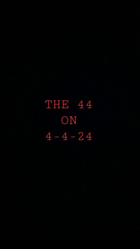 Red text "Group Break - The "44" On 4-4-2024" centered on a black background.